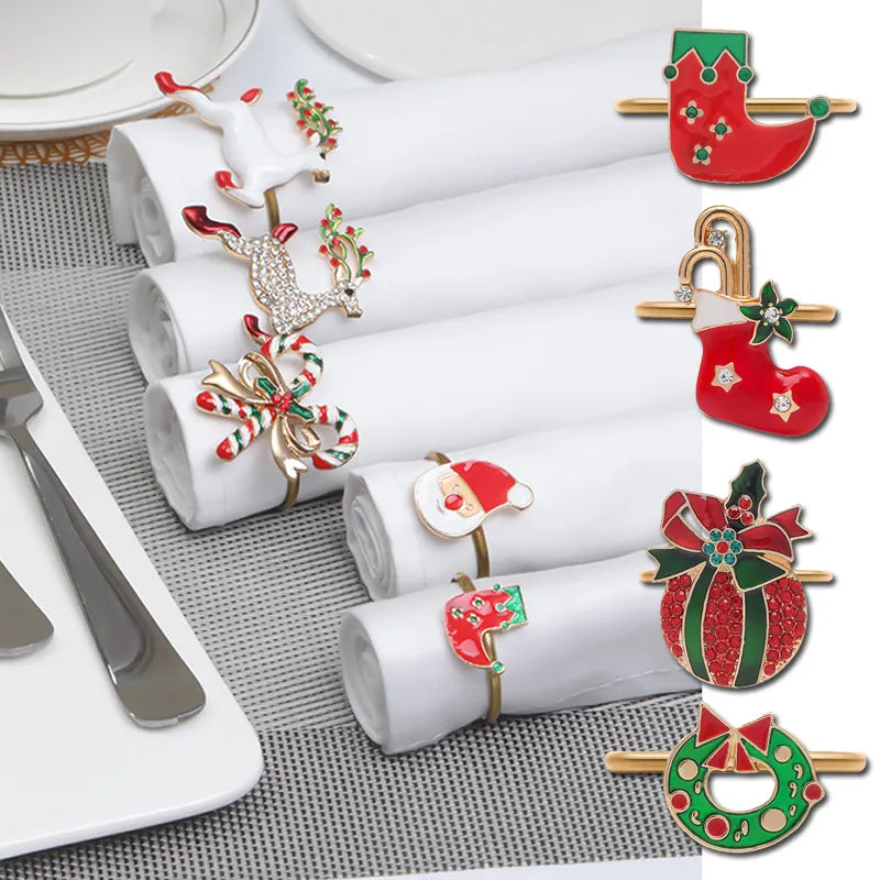 Christmas Napkin Metal Rings Holders