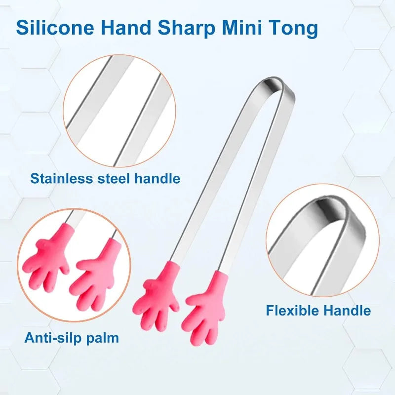 5PCS Silicone Hand Shape Mini Tongs