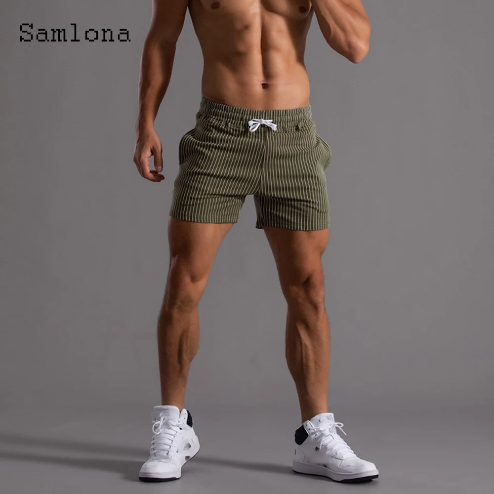 Men's Leisure Shorts With Lace Up And Pockets