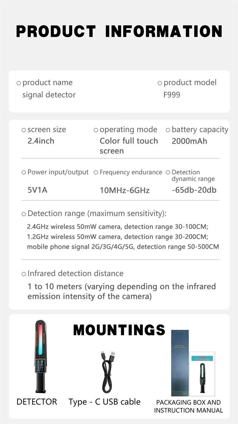 Professional Bluetooth RF Detection Hidden Camera/GPS Tracker/Anti Spy Device