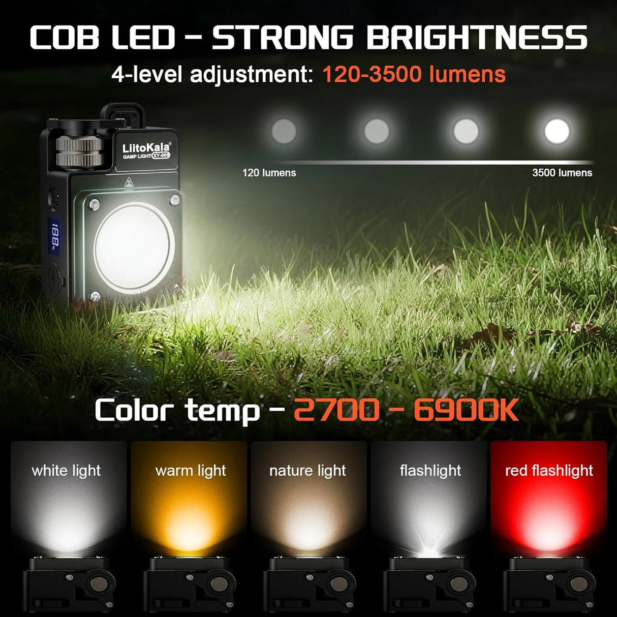 LiitoKala 20-3500LM 3000MAH Rechargeable Multifunctional Keychain Flashlight