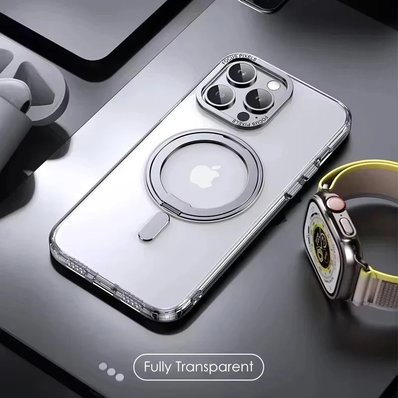 Magnetic 360°Rotation Stand Phone Case For Iphone 12 13 14 15 16 17 Pro Max Plus With Ring Holder