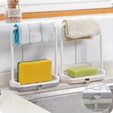 1PC Plastic Kitchen Towel Storage Rack With Sponge Drain Shelf
