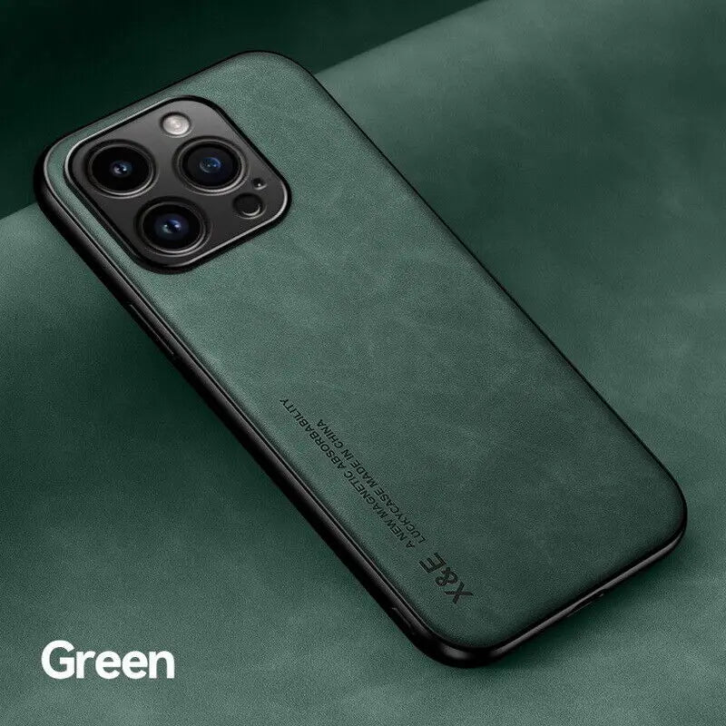 Luxury Matte Magnetic Sheepskin Leather Case For iPhone 16 15 14 13 12 11 Pro Max XR XS X 8 7 Plus