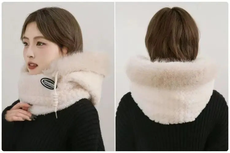 Winter Plush Warm Thick Hood with Scarf