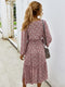 Elegant Ladies Long Sleeve Flower patterned Dress.