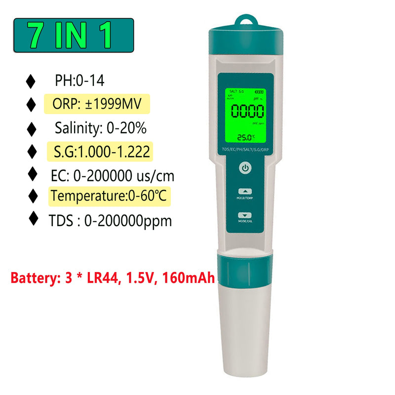 Digital PH Meter 10 in 1 Water Quality Monitor Tester PH/EC/TDS/Salinity/Thermometer Multi-parameter Testing Meter