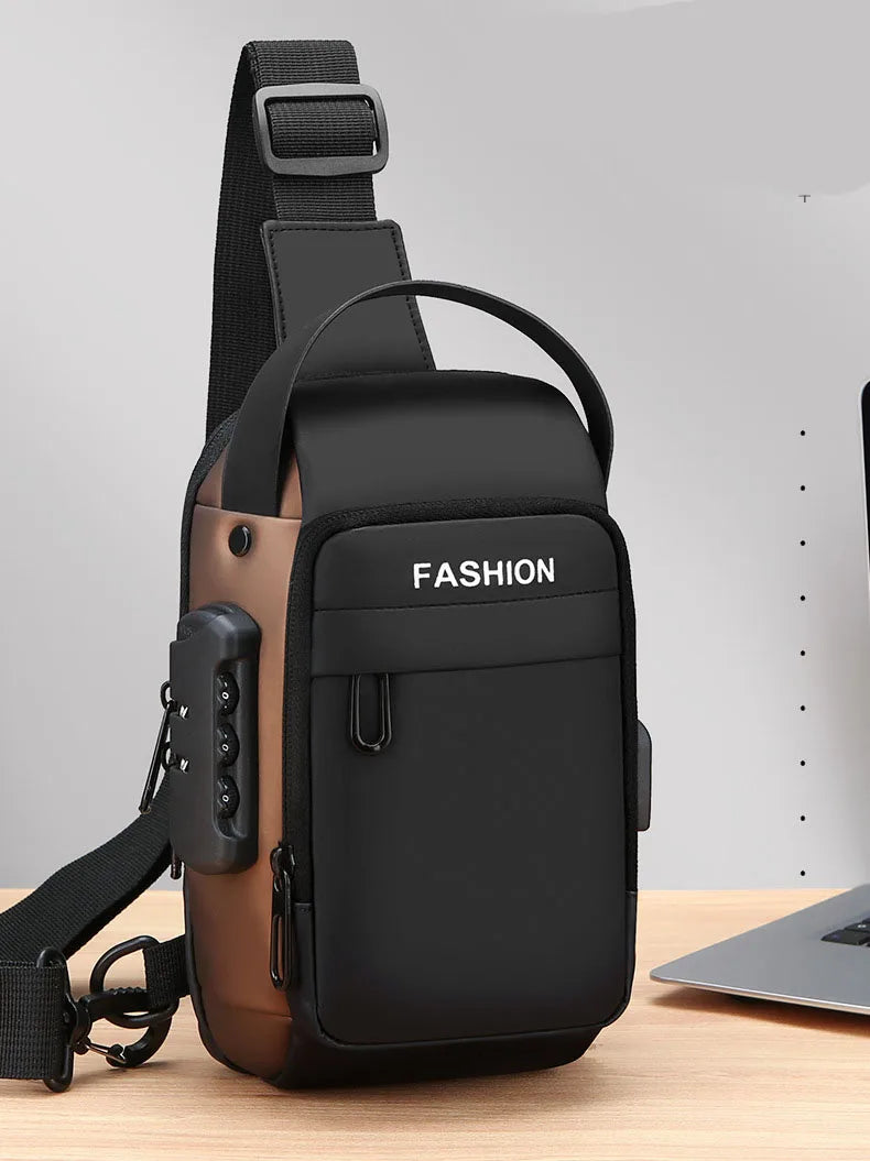 Men's Anti Theft USB Charging Crossbody Bag