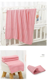 Vertical Stripes Solid Color Baby Cotton Blankets