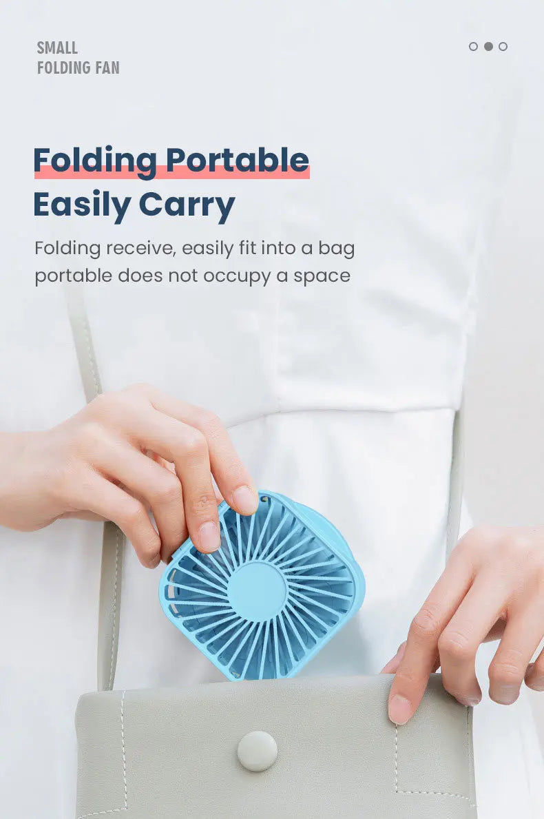 500mAh USB Rechargeable Handheld Portable Fan with Mirror