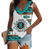 Women's Sleeveless Multi-pattern T-shirt.