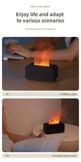 LED Simulation Flame Aroma Diffuser Mini Air Humidifier Machine With Timer