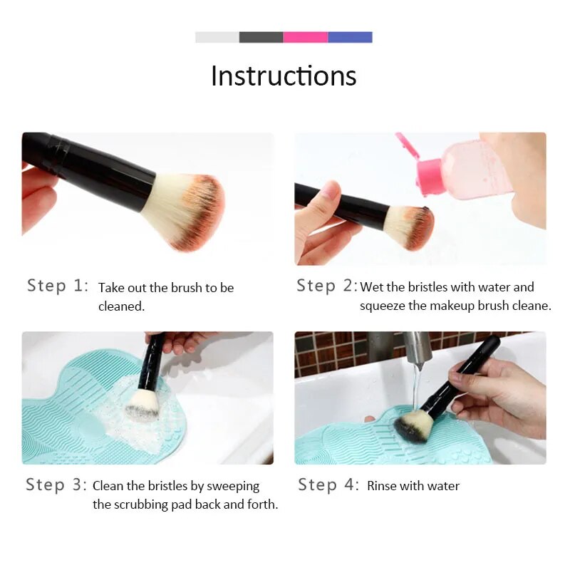 Silicone Pad with Suction Cups For Cleaning Makeup Brushes.