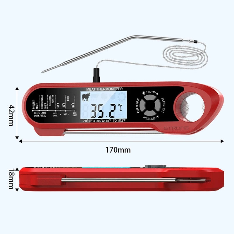 Digital Meat Thermometer With LCD Screen And Alarm Function