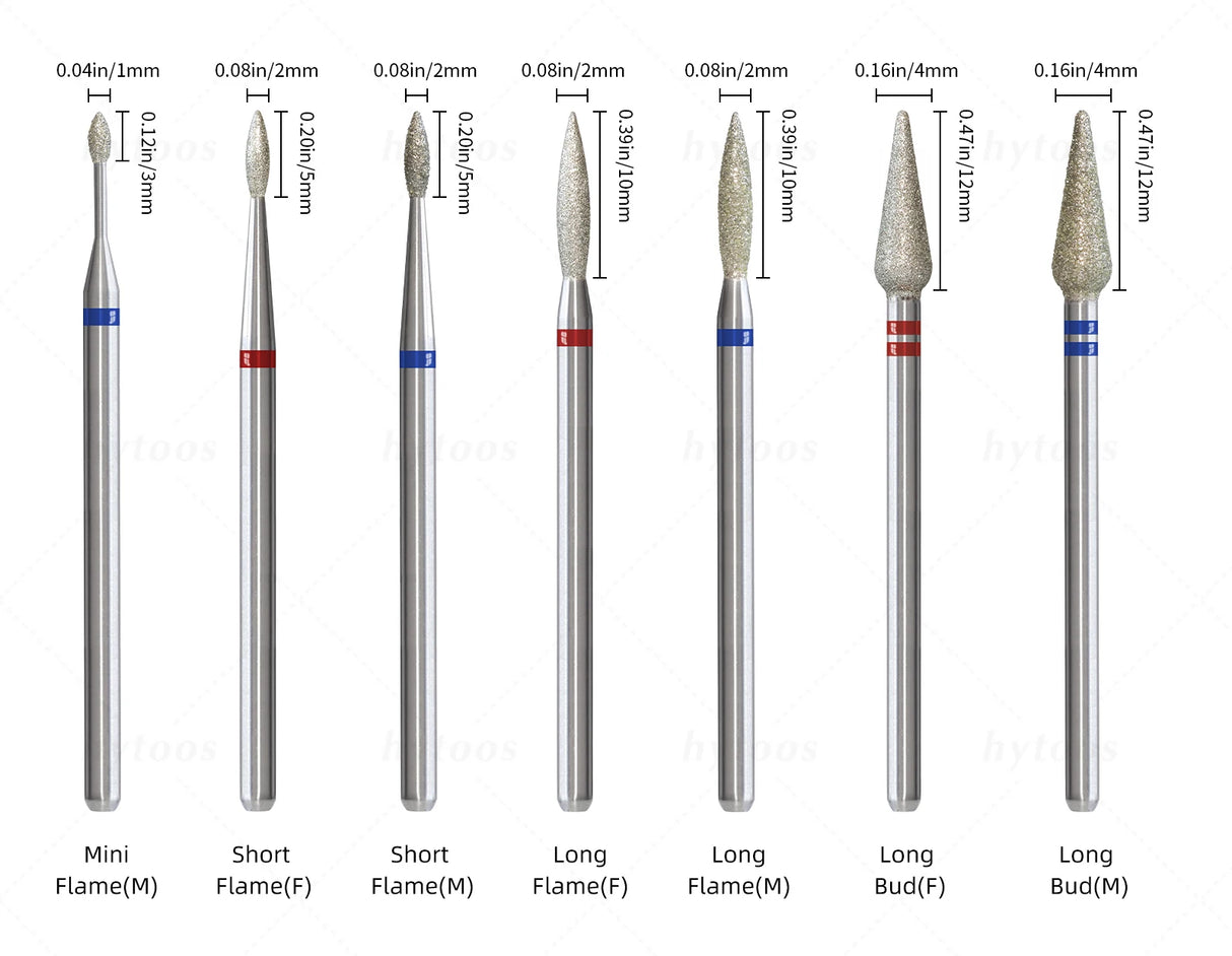 HYTOOS 5Pcs/Set Diamond Nail Drill Bits To Clean Cuticles And Nails
