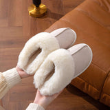 Winter Faux Suede Plush Closed Toe Slippers.