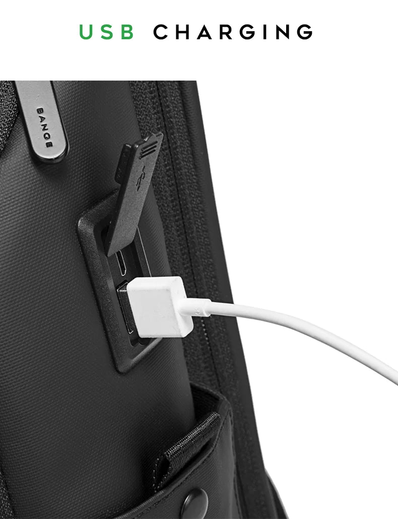 BANGE Waterproof USB Charging Backpack Fits 15.6 Inch Laptop