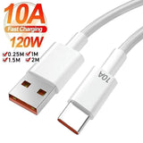 Super Fast Charging 120W USB Type C Cable 10A USBA to USB C 0.25/1/1.5/2M