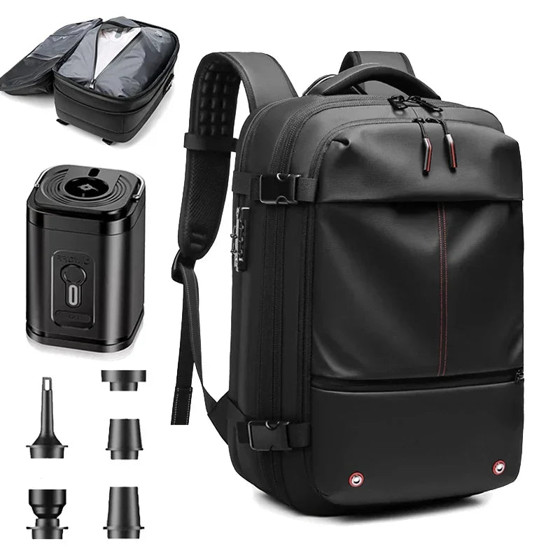 Waterproof/Expandable Backpack With Electric  Vacuum pump For Travel , Holds 17in Laptop