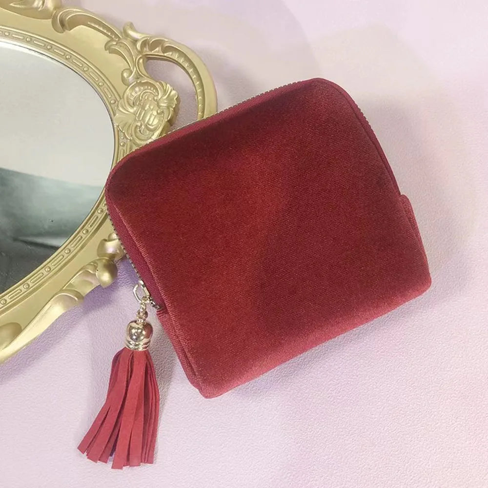 Velvet Travel Jewelry Pouch With Zipper