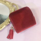 Velvet Travel Jewelry Pouch With Zipper