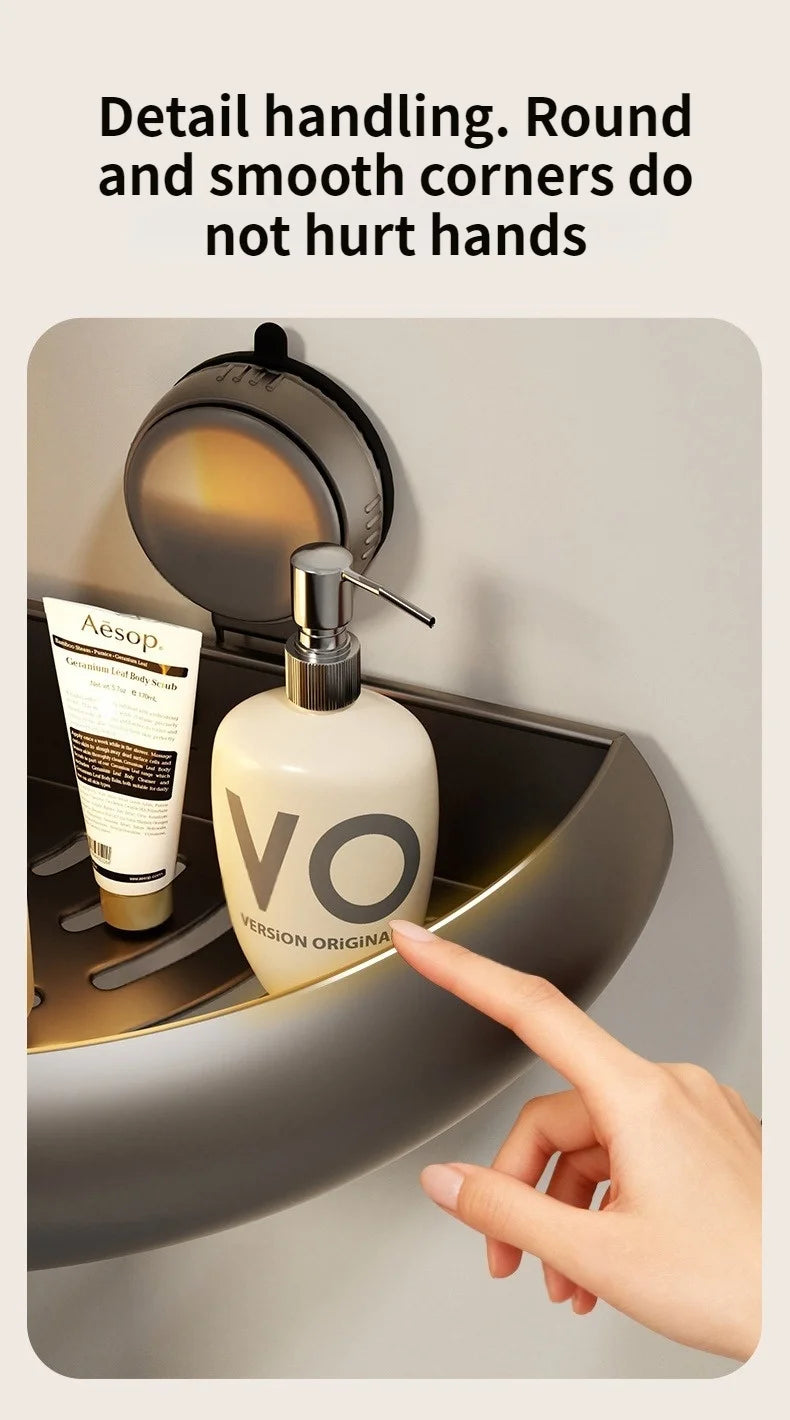 Wall-Mounted Triangle Suction Cup Bathroom Organizer