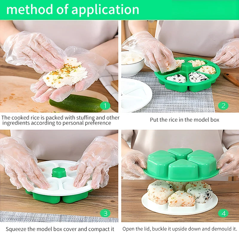 6 in 1 Onigiri Triangular Rice Mold With Lid