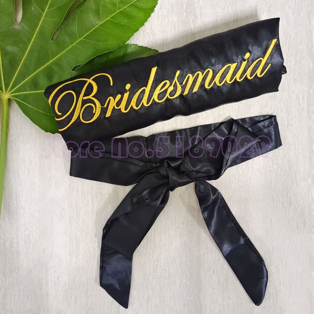 Short satin embroidered Bride and Bridesmaid bathrobe.