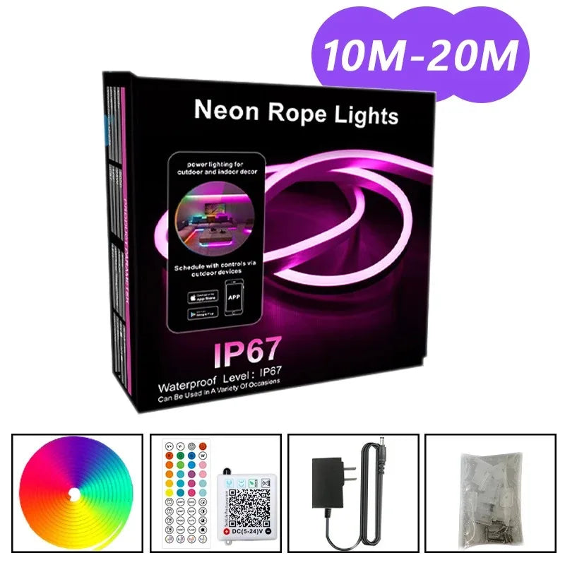 10M 20M 30M LED RGB Neon Flexible Waterproof\Bluetooth DC 24V Light Strip