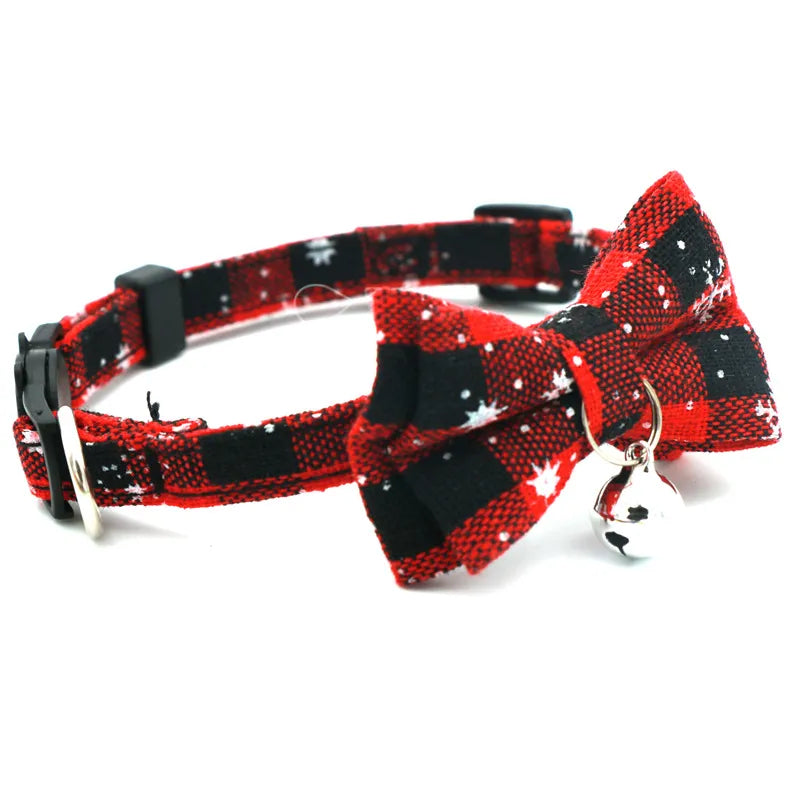 Cat Or Dog Christmas Bow Collar With Adjustable Clasp.