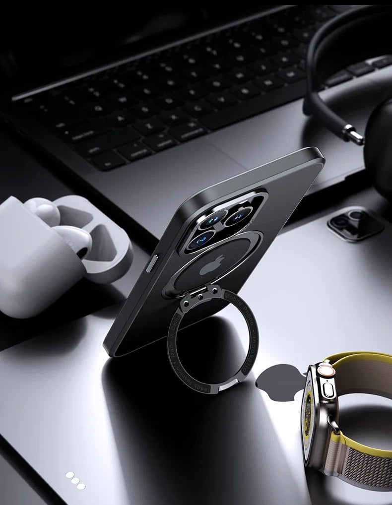 Magnetic 360°Rotation Stand Phone Case For Iphone 12 13 14 15 16 17 Pro Max Plus With Ring Holder