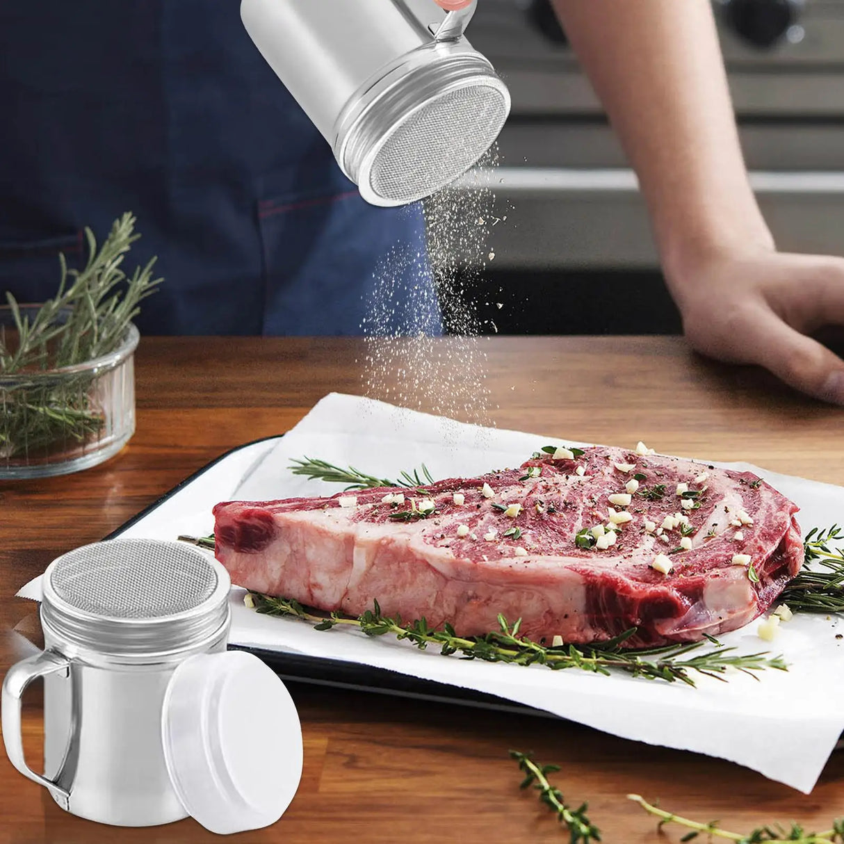 Stainless Steel Shaker With Handle For Mixed Herbs Or Salt And Pepper