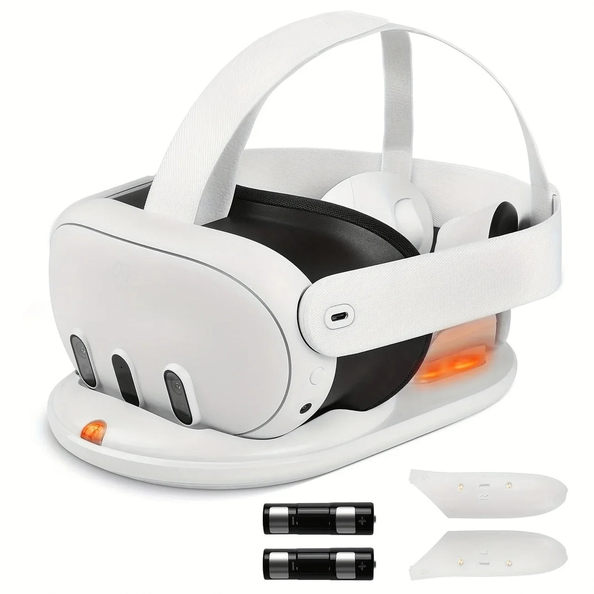Magnetic Fast Charging Station for Headset & Controllers with LED Light And 2 NI-MH Batteries For Meta Quest 3