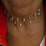 Ladies Enamel Rose Lariat Necklace