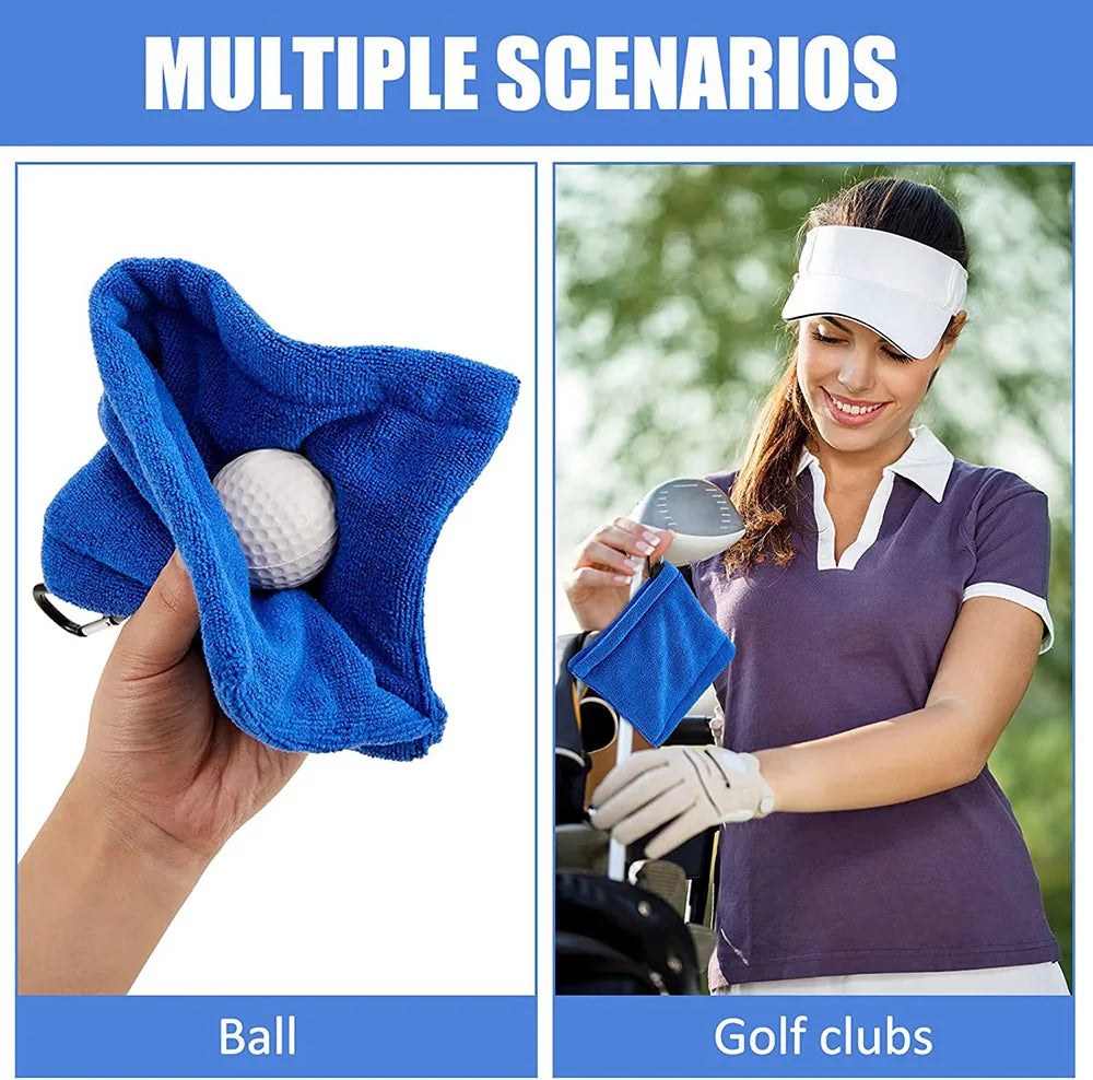 Square Microfiber Golf Ball Cleaning Towel With Carabiner
