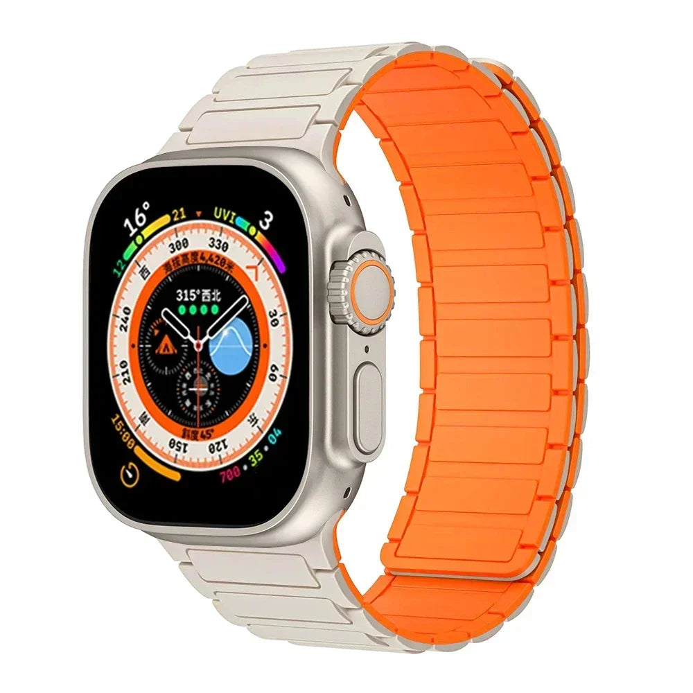 Magnetic Silicone Strap For Apple Watch Ultra 2 49mm 45mm 44mm S10 46mm 42mm 40 41mm Series Ultra 2 9 8 7 6 5 4