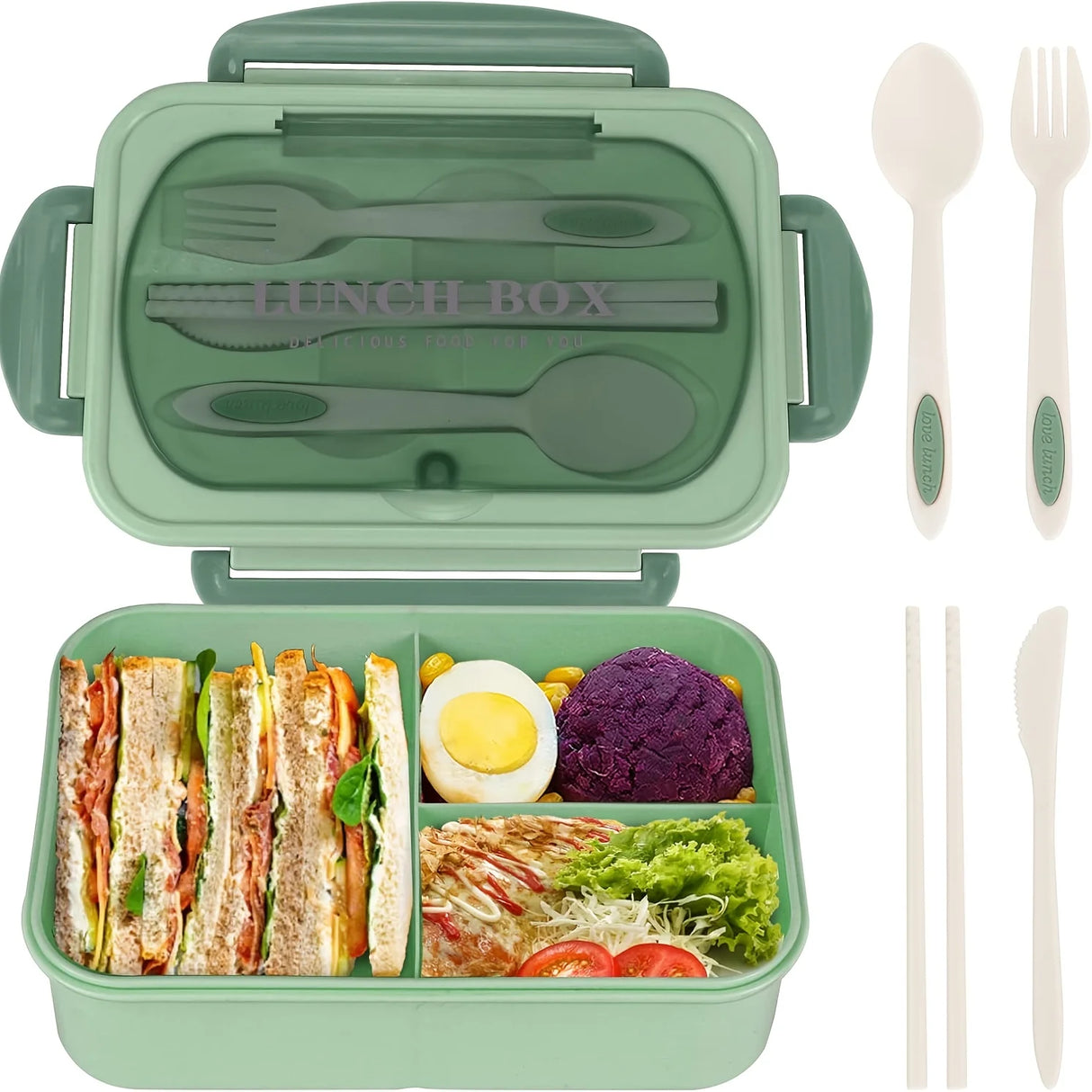 1pc Insulated Microwavable Sealed Lunch Box With Compartments