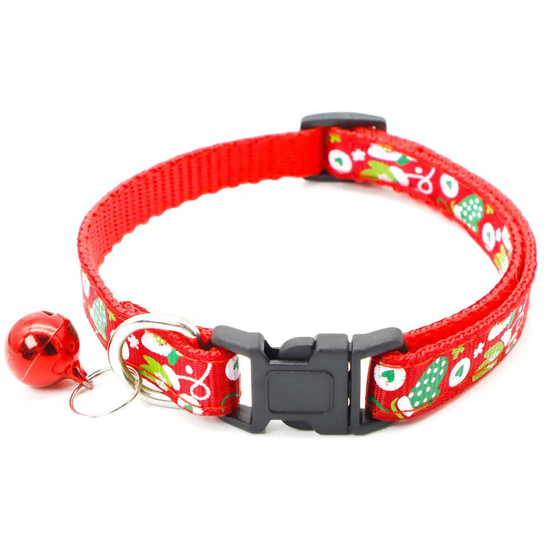 1pc Adjustable Nylon Christmas Pet Collar With Bell