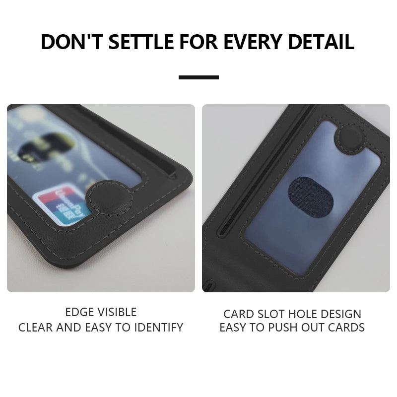 Leather Magnetic Cellphone Card Holder For IPhone 12 13 14 15 16 Pro Max Plus