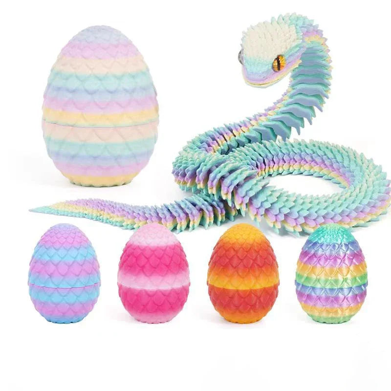 3D Printing Moveable Rotating Action Figure Snake Egg For Stress Relief