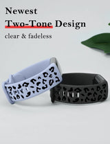 Wearlizer 3 Packs Two-Tone Leopard Engraved Soft Silicone Band for Fitbit Charge 5 Or 6