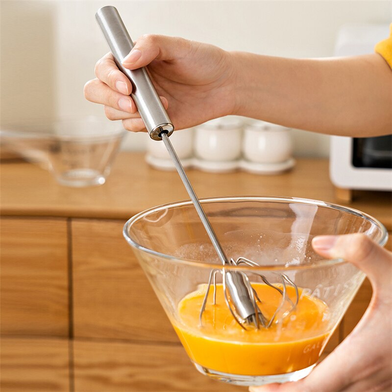 Stainless Steel Hand Held Semi Automatic  Whisk to Beat Eggs.