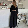 Women's 3 Piece Off Shoulder Sleeveless Cropped Tank Top With Elastic Wide Leg Pant And Long Cardigan