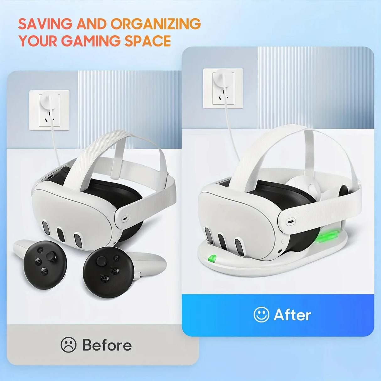 Magnetic Fast Charging Station for Headset & Controllers with LED Light And 2 NI-MH Batteries For Meta Quest 3