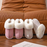 Winter Faux Suede Plush Closed Toe Slippers.