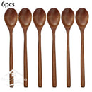 6 Piece  9 Inch Bamboo Mixing Spoons