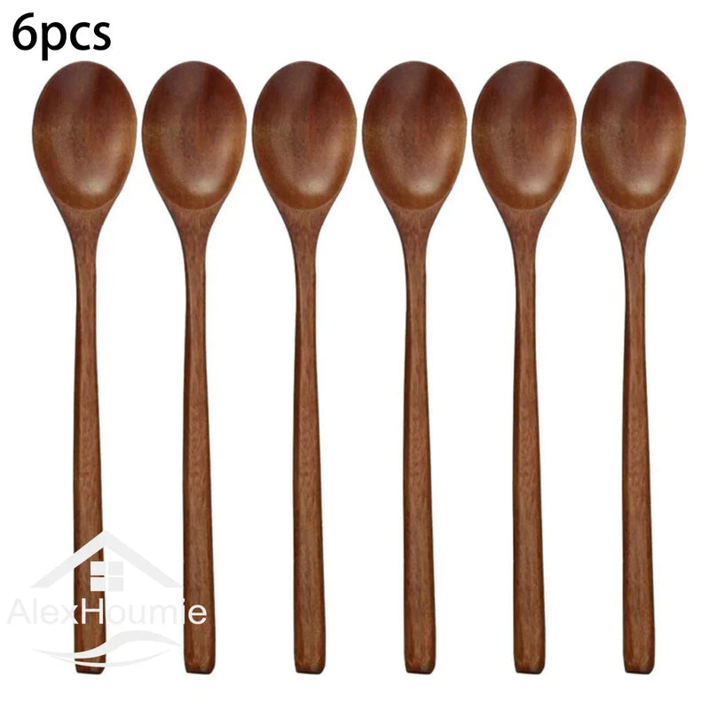 6 Piece  9 Inch Bamboo Mixing Spoons