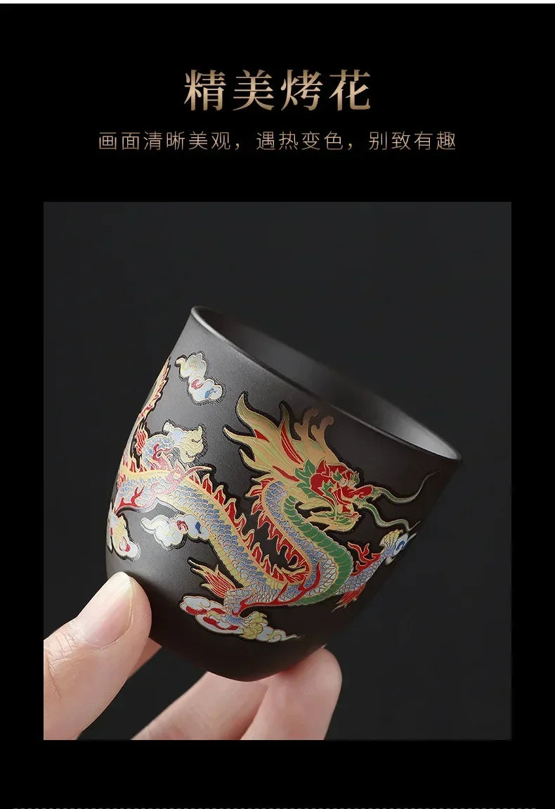 1pcs Tea Cup Changes Color In Hot Water To Dragon Or Phoenix
