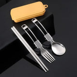 Stainless Steel Folding Spoon Fork Set With Case
