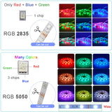 LED  Bluetooth Strip Lights 30M RGB 5050 SMD 5M RGB.  Flexible Ribbon 2835 RGB Tape Diode DC 12V APP Control+Adapter